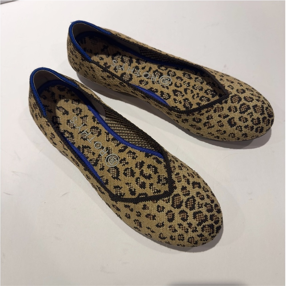 Rothy’s The Flat Round Retired Cheetah Leopard Mocha Spot Ballet Flats - Picture 2 of 6
